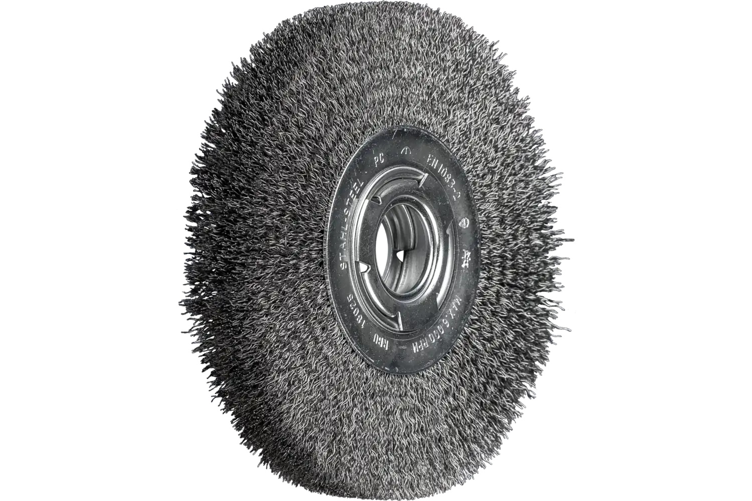 Picture of Pferd Crimped Wire Wheel Brush 7" Dia Medium Face .012 Carbon Steel 2" Arbor